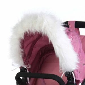 Dolls Pram Hood Fur - White