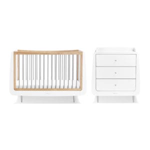 SnuzKot Skandi 2 Piece Nursery Furniture Set  - White/Grey