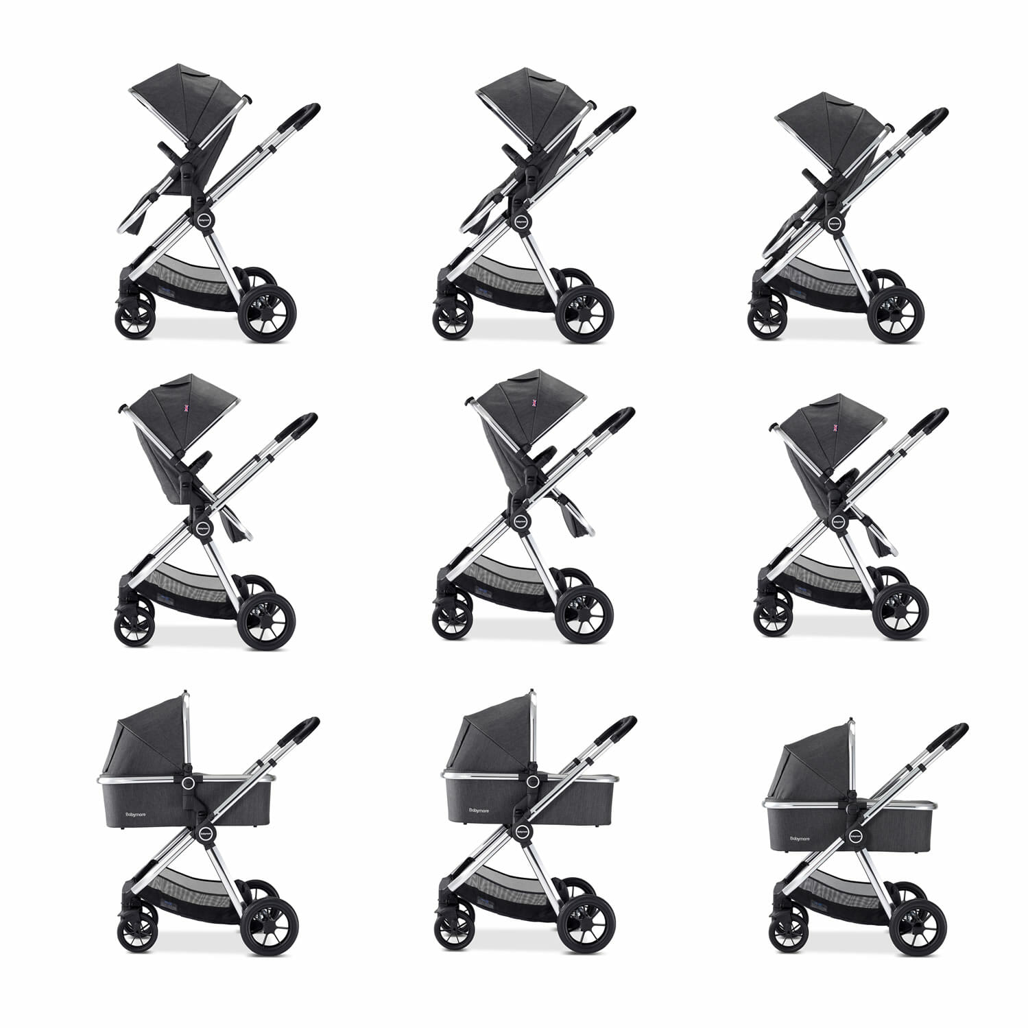 Memore V2 Pram Pushchair 11 Piece CHROME