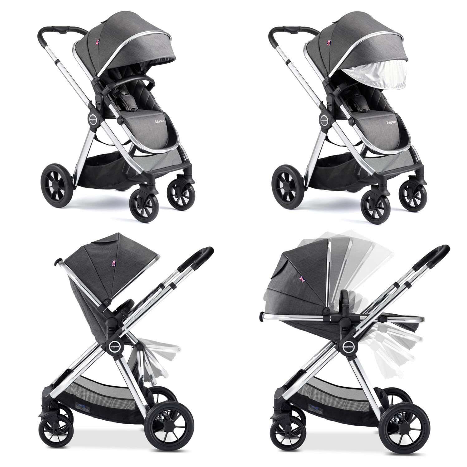 Memore V2 Pram Pushchair 11 Piece CHROME