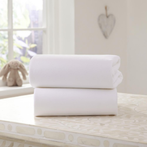Clair De Lune 2 Pack White Universal Bedside Crib Fitted Sheets