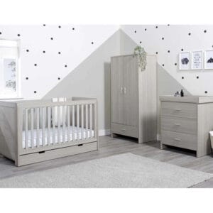 Ickle Bubba Pembrey Cot Bed, Wardrobe and Changing Unit-Chest