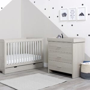 Ickle Bubba Pembrey Cot Bed and Changing Unit-Chest