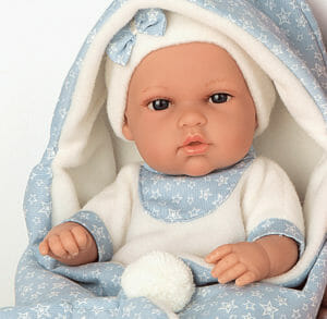 Arias 33cm Natal Doll with Bunny Blanket Blue