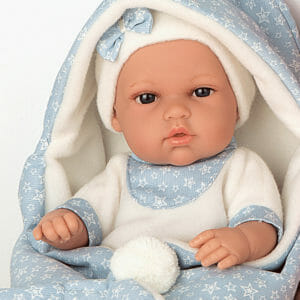 Arias 33cm Natal Doll with Bunny Blanket Blue