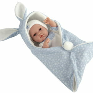 Arias 33cm Natal Doll with Bunny Blanket - Blue