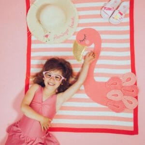 Bizzi Growin Flora Flamingo Picture Knitted Baby Blanket2