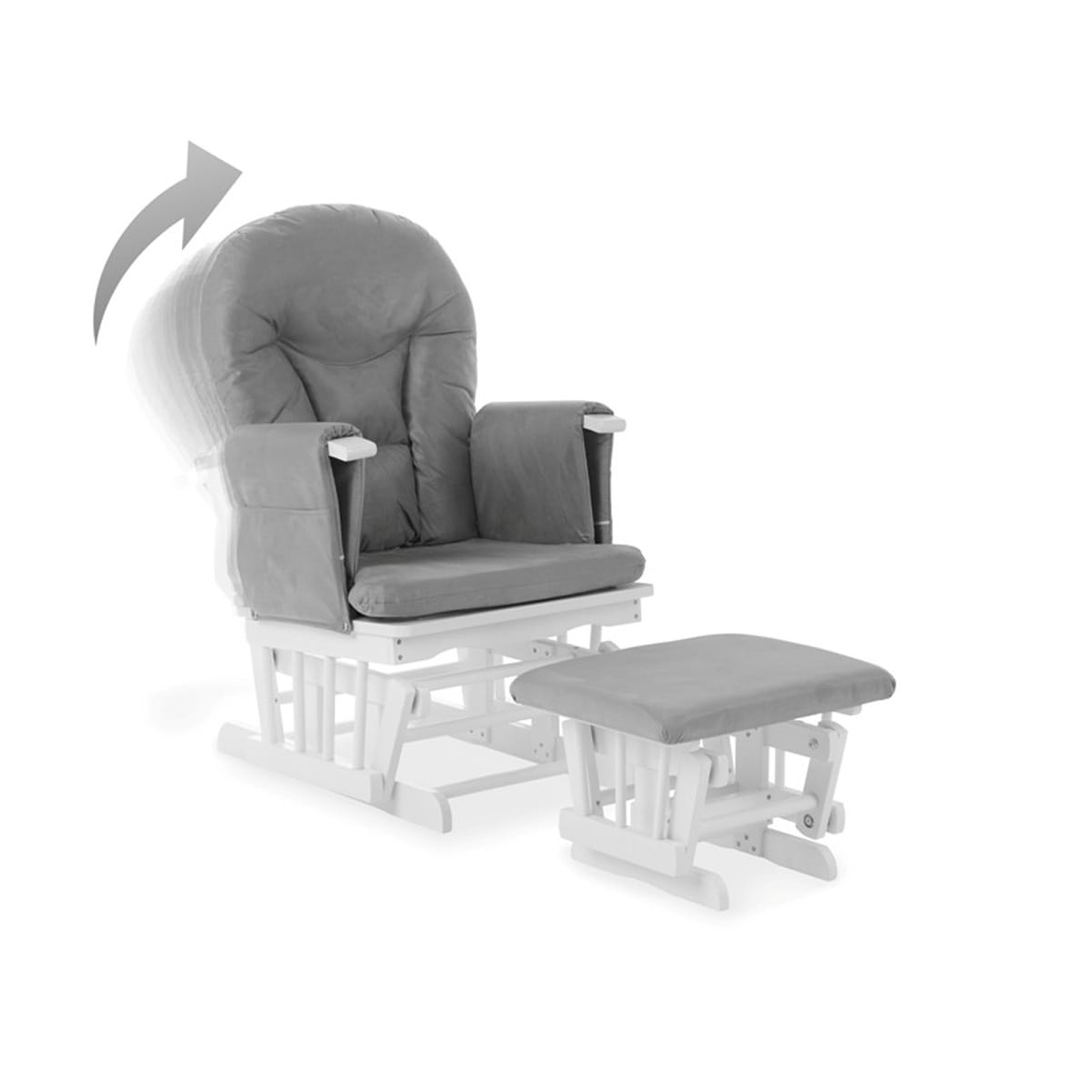 Obaby Reclining Glider Chair And Stool White Grey (1)