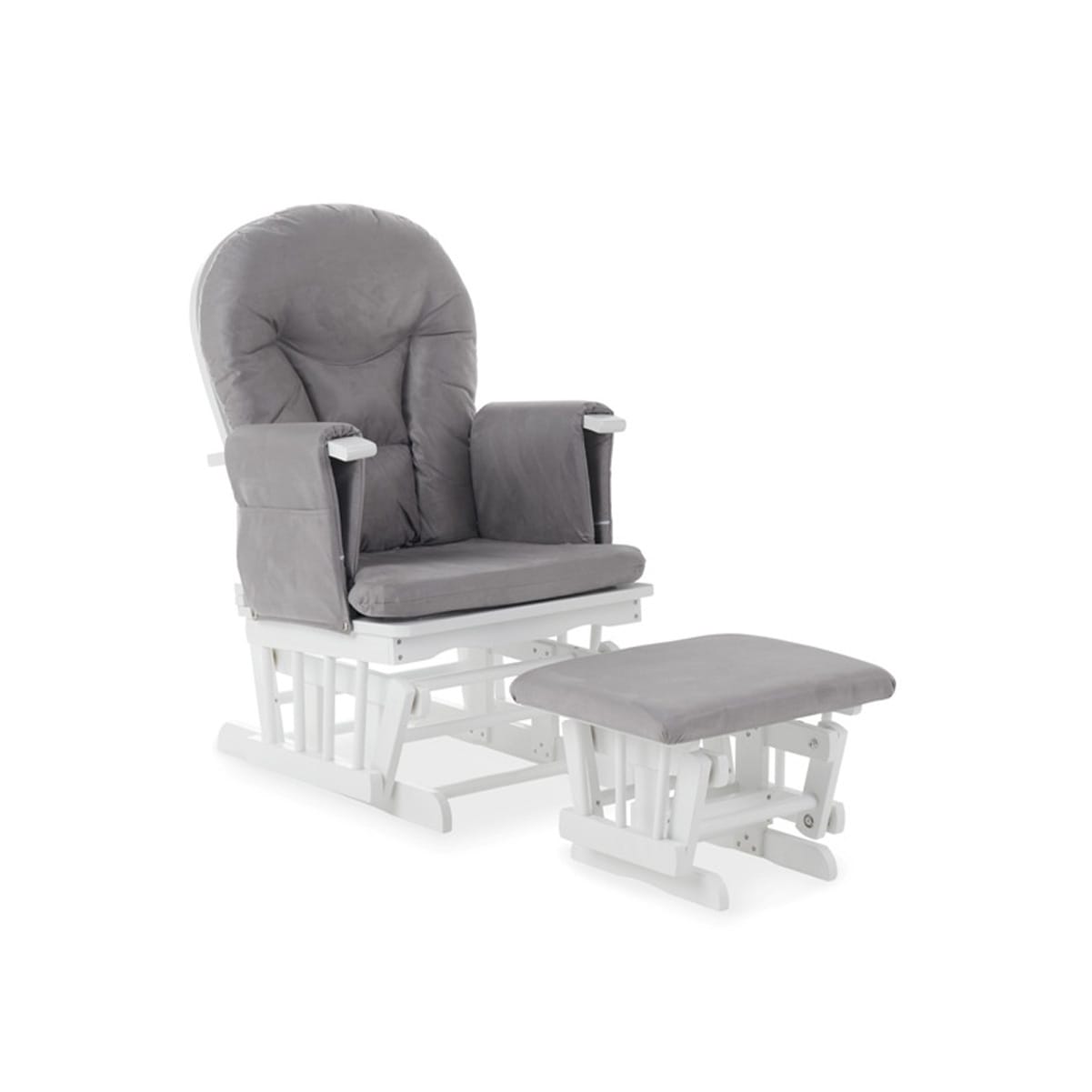Obaby Reclining Glider Chair And Stool White Grey