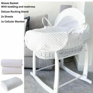 Clair De Lune Moses Basket Bundle - White Wicker