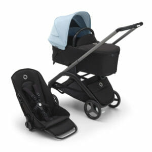 Bugaboo Dragonfly Stroller and Carrycot - GRAPHITE/MIDNIGHT BLACK-SKYLINE BLUE