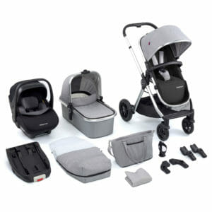 Babymore MeMore v2 Travel System 13 Piece Pecan i-Size – Silver