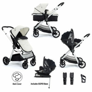 Babymore Mimi Travel System Pecan i-Size Car Seat ISOFIX Base – Silver