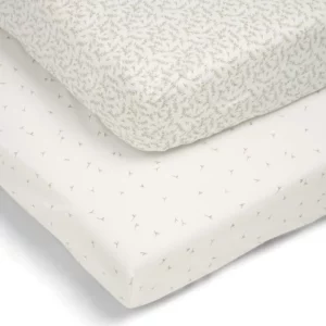 Mamas & Papas Welcome to the World Seedling Cotbed Fitted Sheets (2 pack) - Seed/Leaf