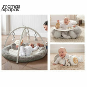 Mamas & Papas Welcome To The World - Grey Playgym, Tummy Time & Sit & Play Bundle