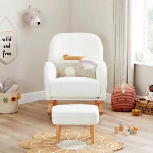 Babymore Freya Nursing Chair With Stool Off White Boucle (1)