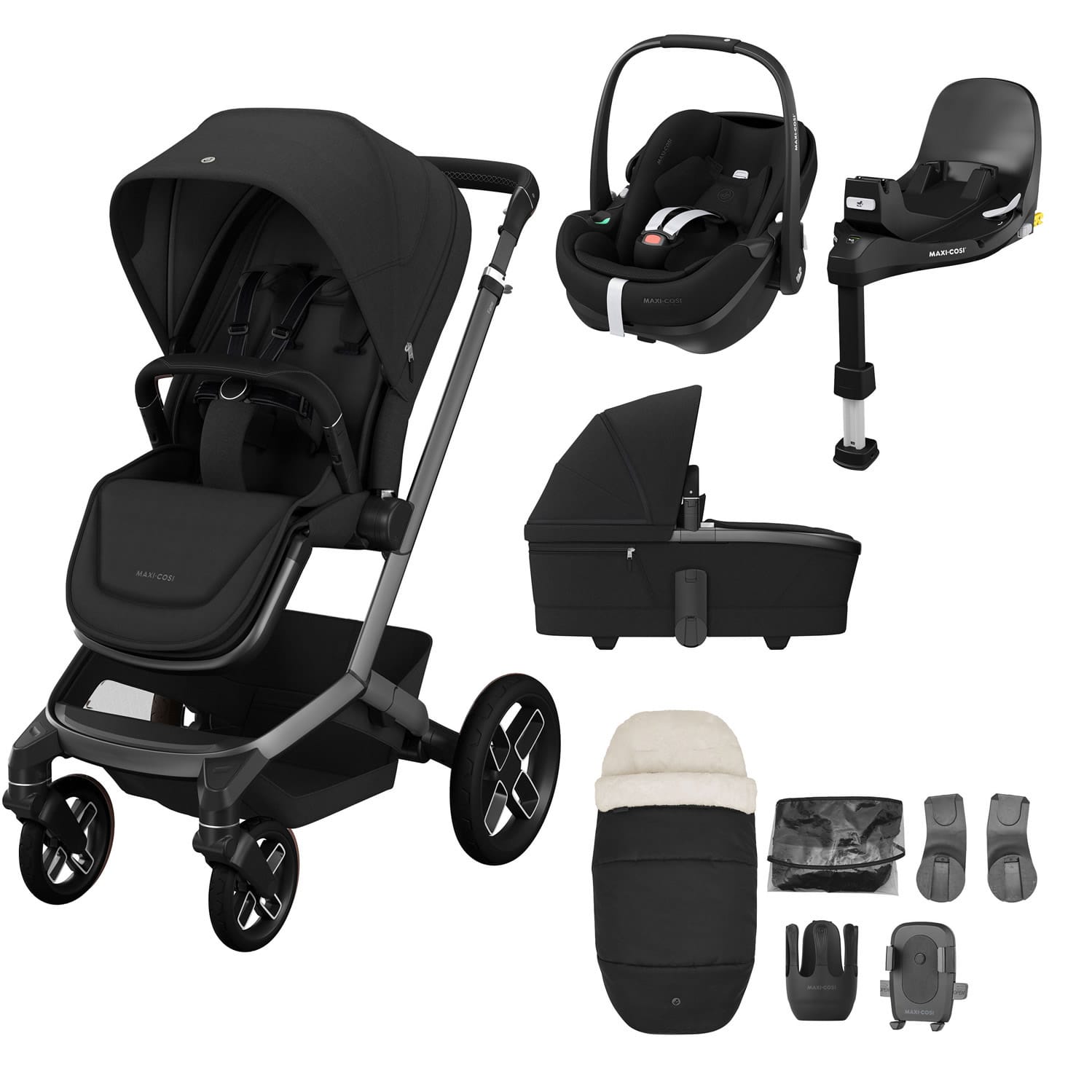 Maxi Cosi Fame 9 Piece Premium Bundle Twillic Black