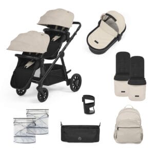 Ickle Bubba Virgo Growing Family 11 Piece Pram - Black-Stone-Black