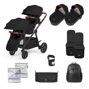 Ickle Bubba Virgo 2 In 1 Pushchair Twin Package Black Black Tan (15)