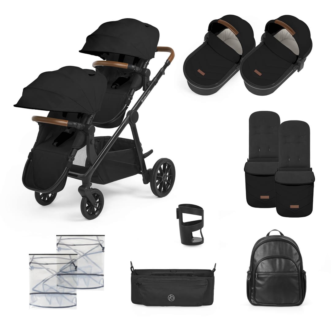 Ickle Bubba Virgo 2 In 1 Pushchair Twin Package Black Black Tan (15)