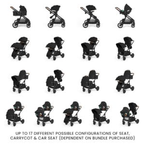 Ickle Bubba Virgo 2 In 1 Pushchair Twin Package Black Black Tan (5)