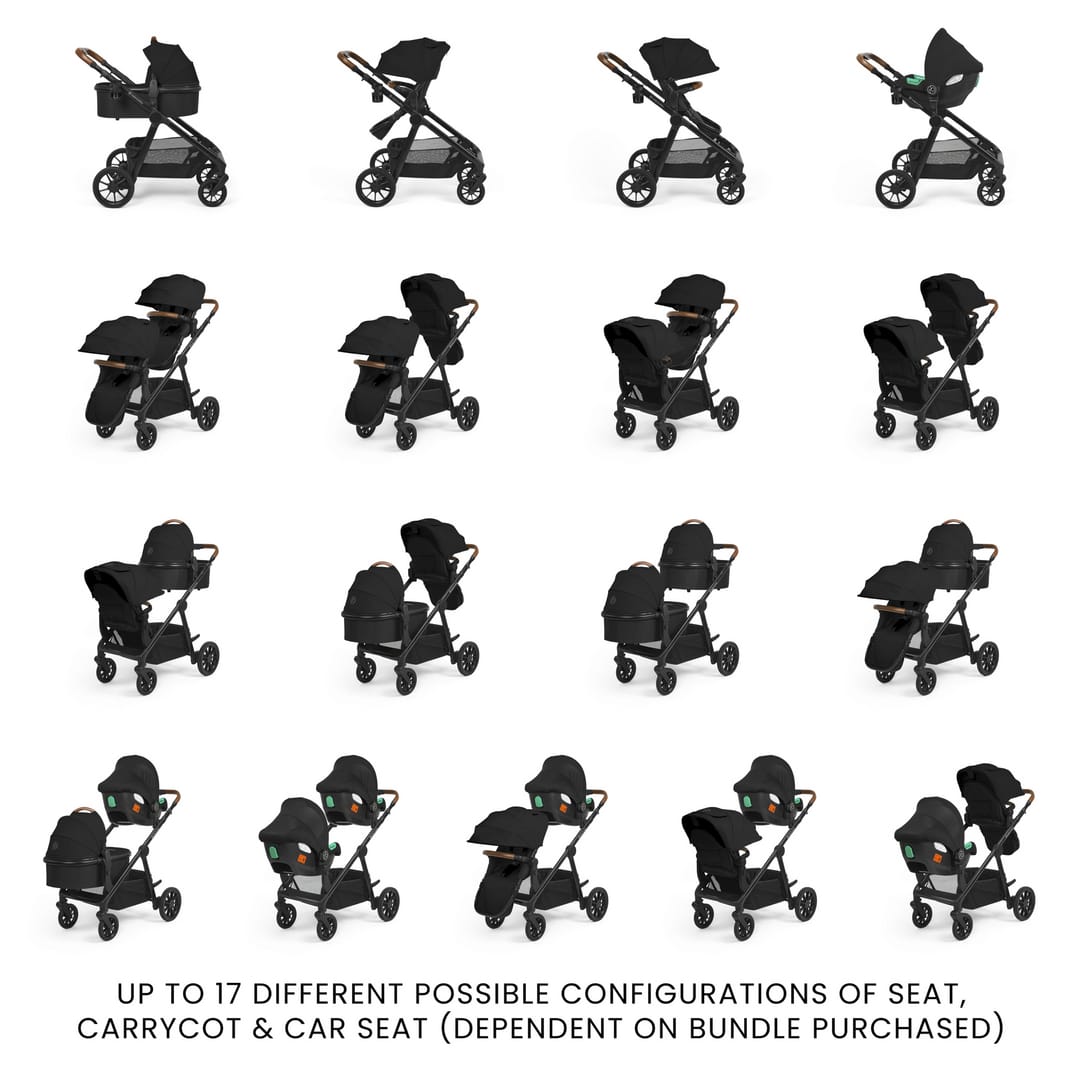 Ickle Bubba Virgo 2 In 1 Pushchair Twin Package Black Black Tan (5)