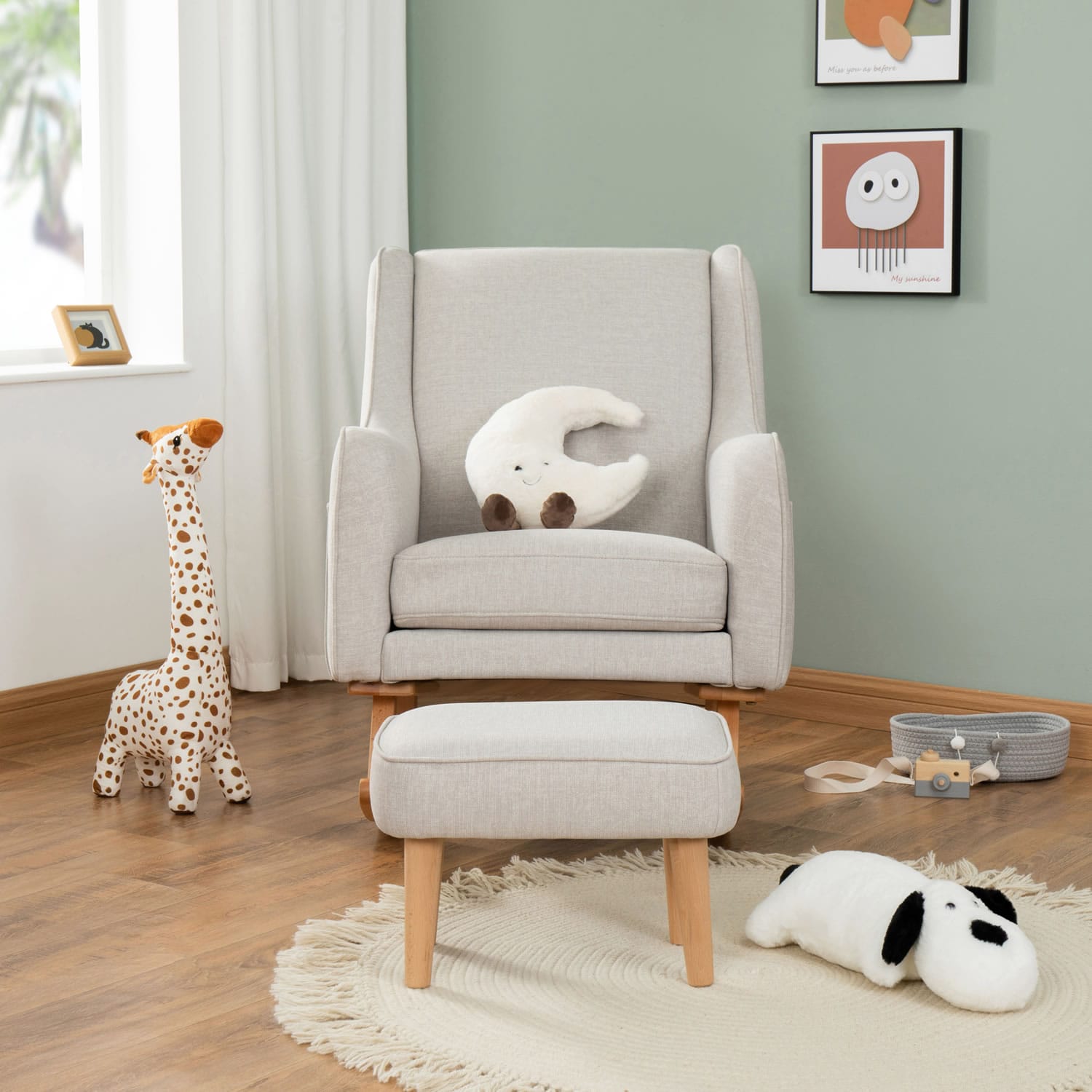 Ida Nursing Chair With Stool Cashmere 2