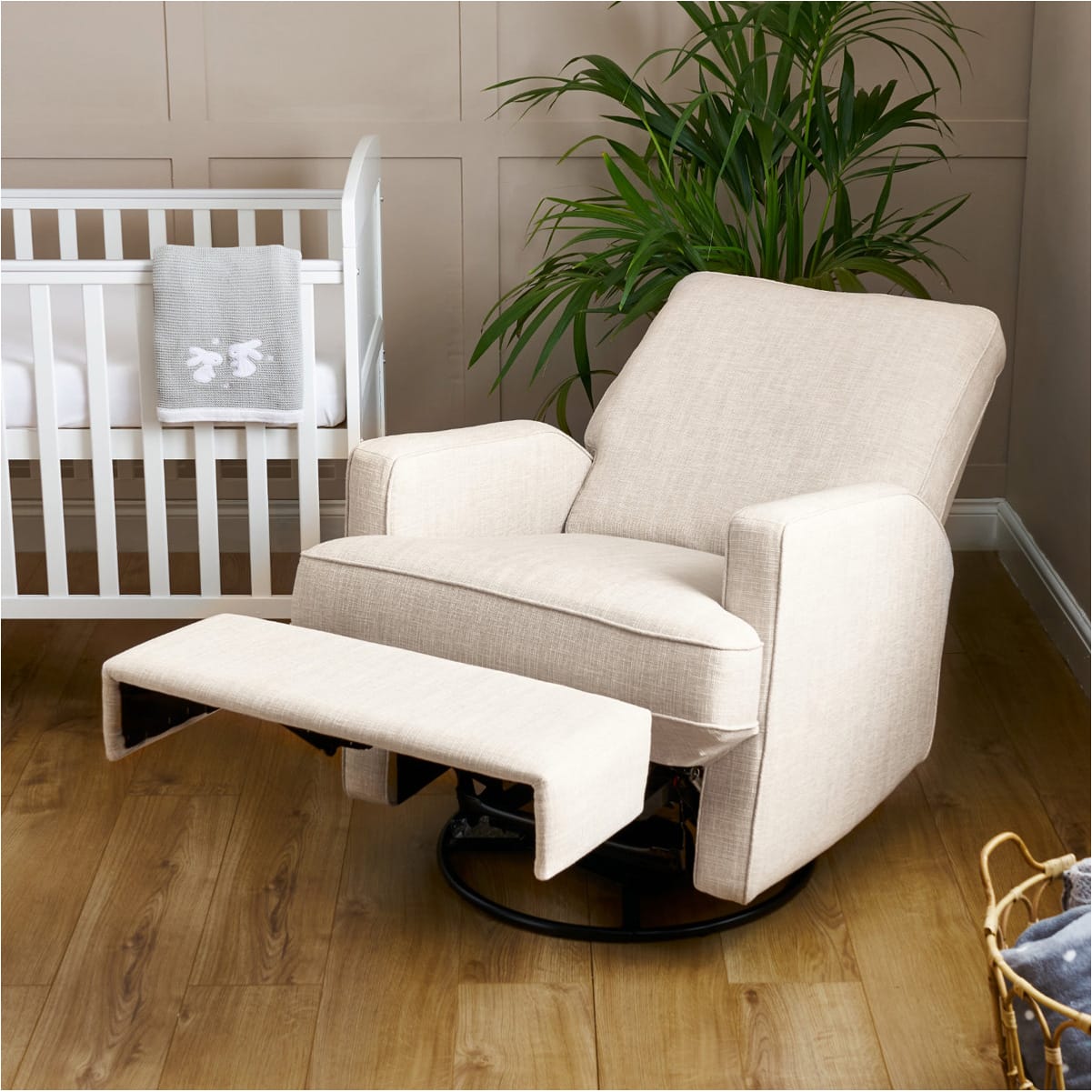 Obaby Madison Swivel Glider Recliner Chair Oatmeal (5)