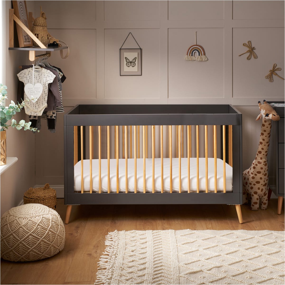 Obaby Maya Cot Bed Slate With Natural (1)