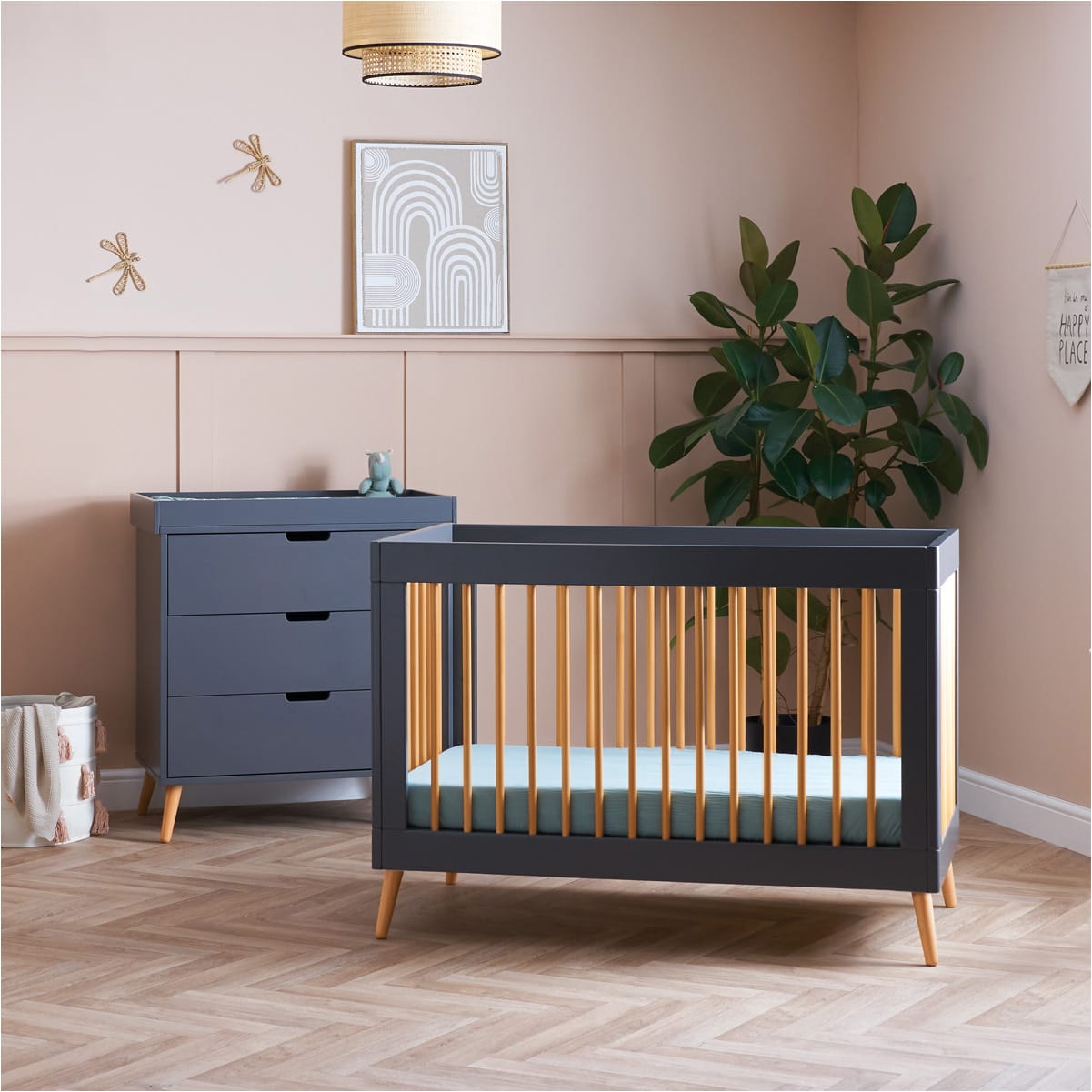 Obaby Maya Mini 2 Piece Room Set Slate With Natural