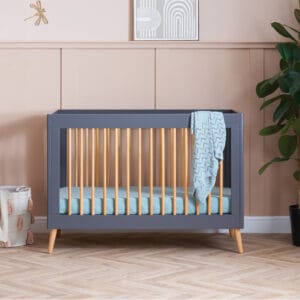 Obaby Maya Mini Cot Bed Slate With Natural