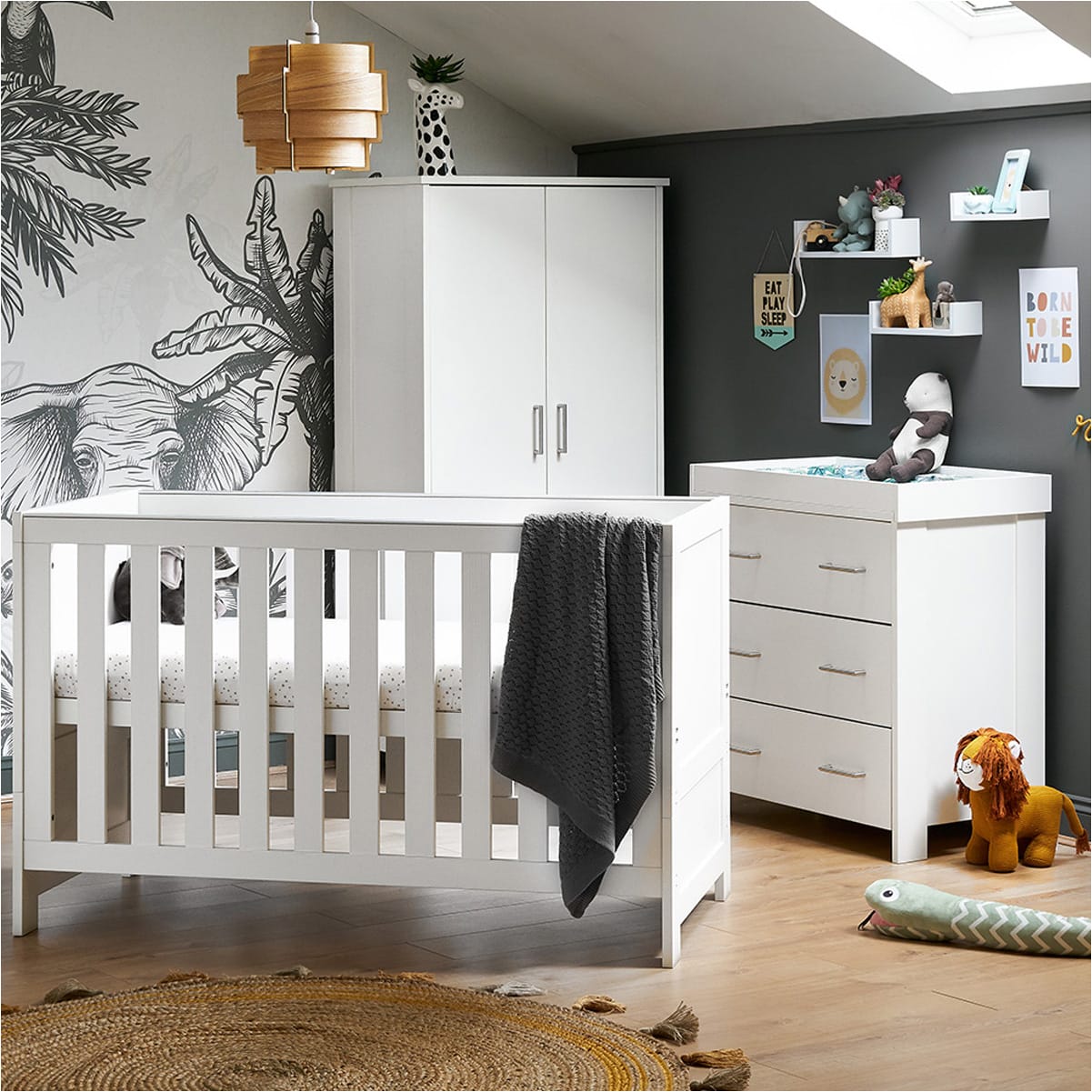 Obaby Nika 3 Piece Room Set White Wash