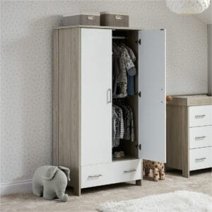 Obaby Nika Double Wardrobe Grey Wash And White (1)