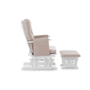 Obaby Reclining Glider Chair And Stool White Sand (4)