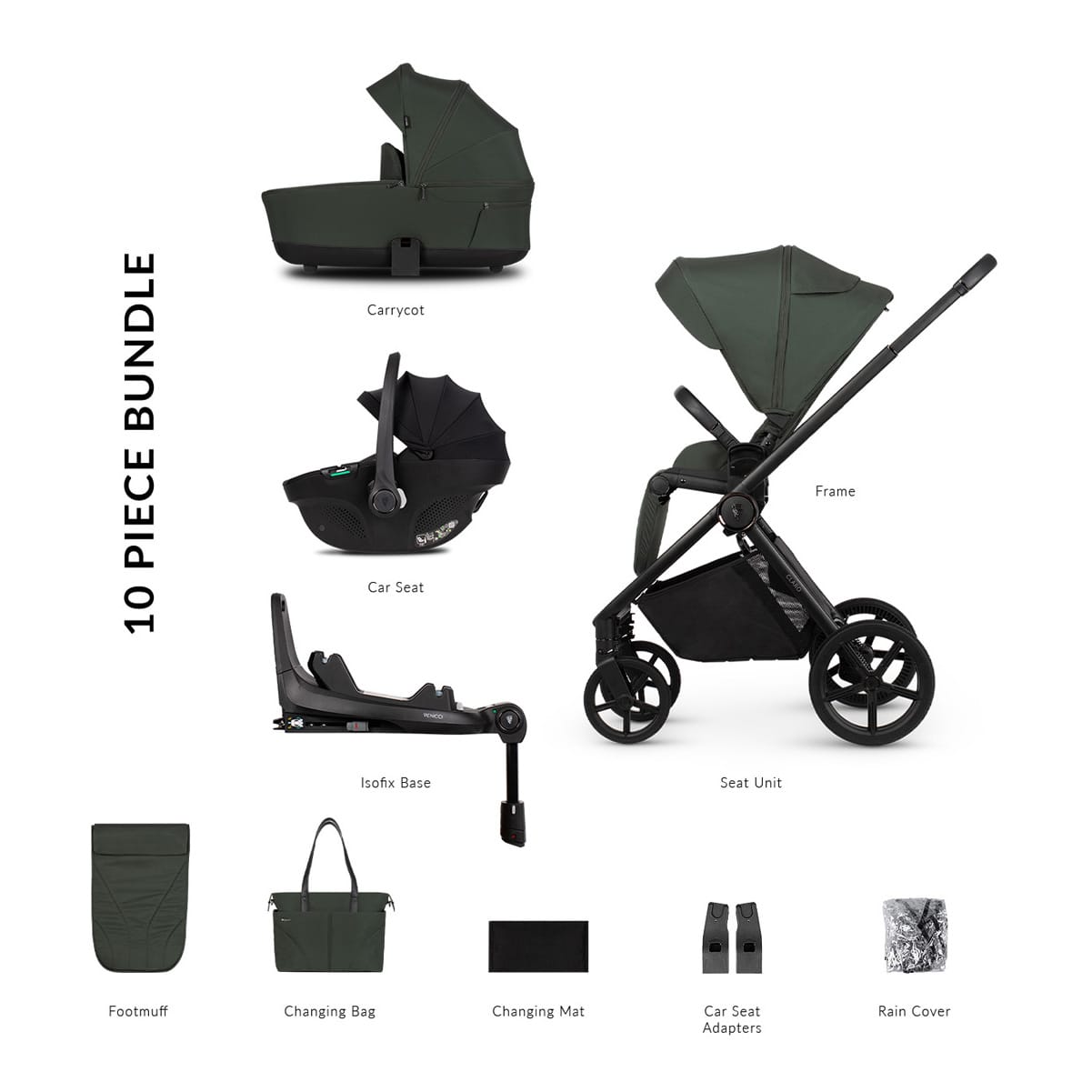 Venicci Claro 3in1 Tiago With Base Forest