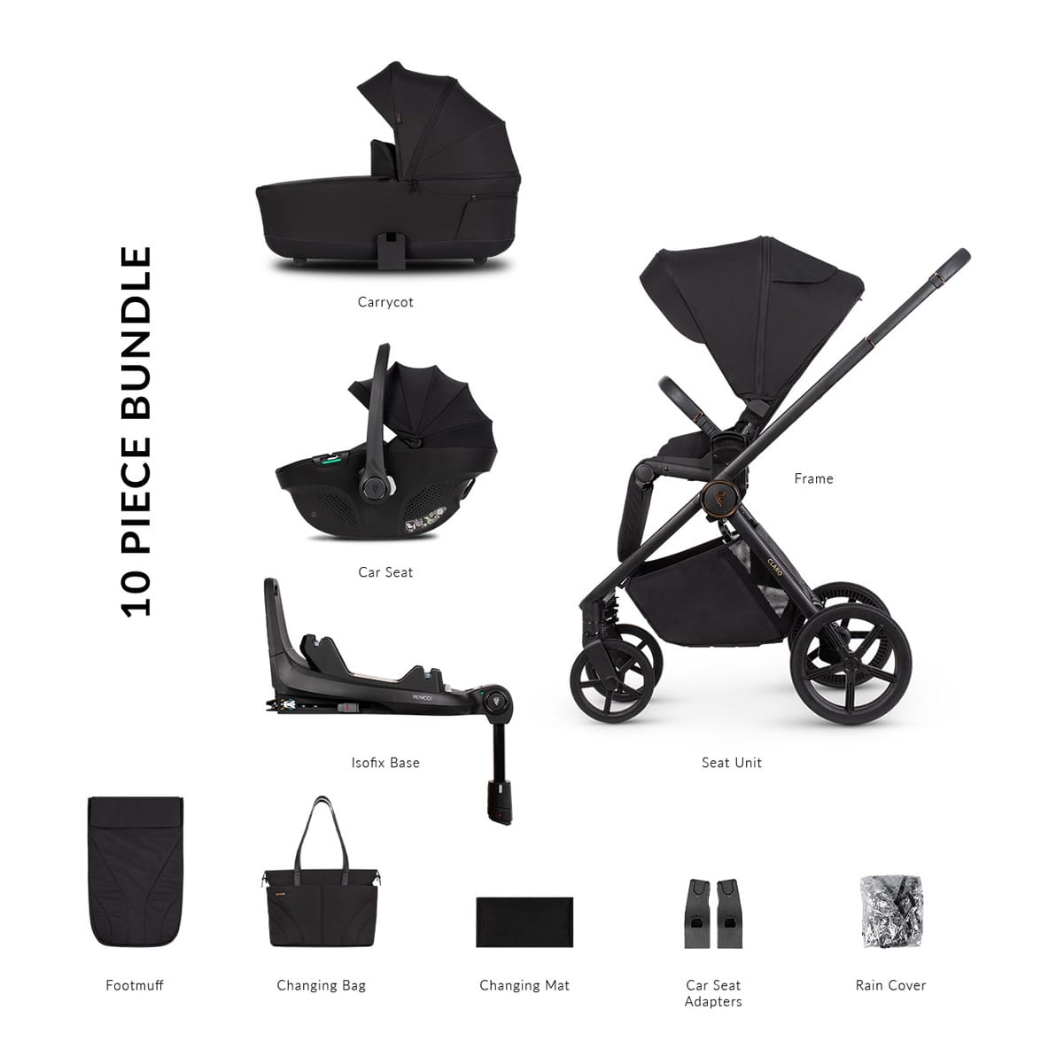 Venicci Claro 3in1 Tiago With Base Noir