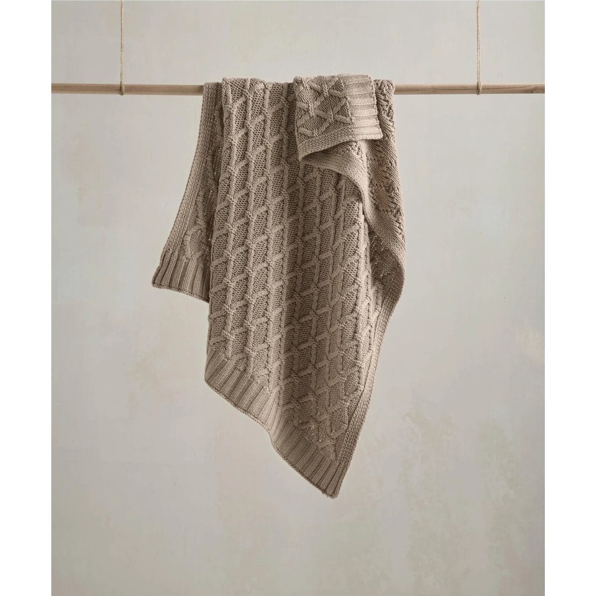 Cable Knit Blanket Welcome To The World Seedling Mocha