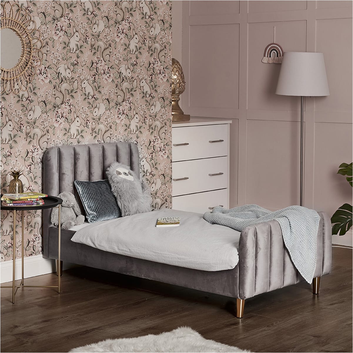 Obaby Gatsby Velvet Single Bed Grey