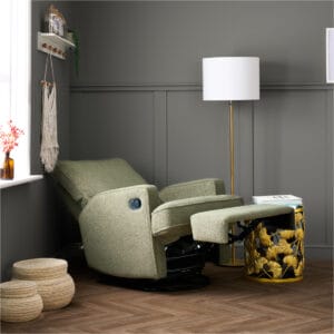 Obaby Madison Swivel Glider Recliner Chair Teddy Fabric Olive (10)