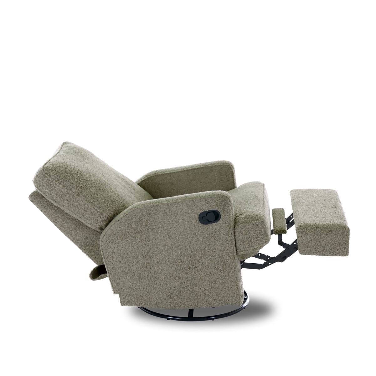 Obaby Madison Swivel Glider Recliner Chair Teddy Fabric Olive (6)