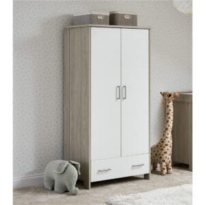 Obaby Nika Wardrobe Grey Wash And White