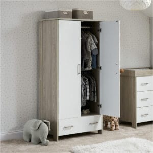 Obaby Nika Wardrobe Grey Wash And White (3)