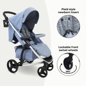 My babiie mb200i 3in1 travel system blue plaid (2)