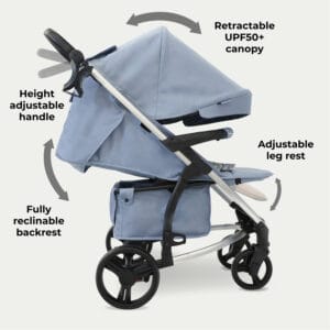 My babiie mb200i 3in1 travel system blue plaid (4)