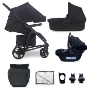My Babiie MB200i 3in1 Travel System with i-Size Car Seat and Base - Onyx Black