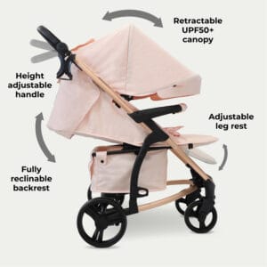 My babiie mb200i 3in1 travel system pink plaid (5)