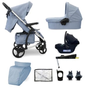 My Babiie MB200i 3in1 Travel System with Base - Blue Plaid