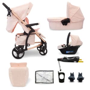 My Babiie MB200i 3in1 Travel System with Base - Pink Plaid
