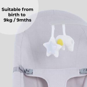 My babiie mbbbb baby bouncer with toy bar grey (2)