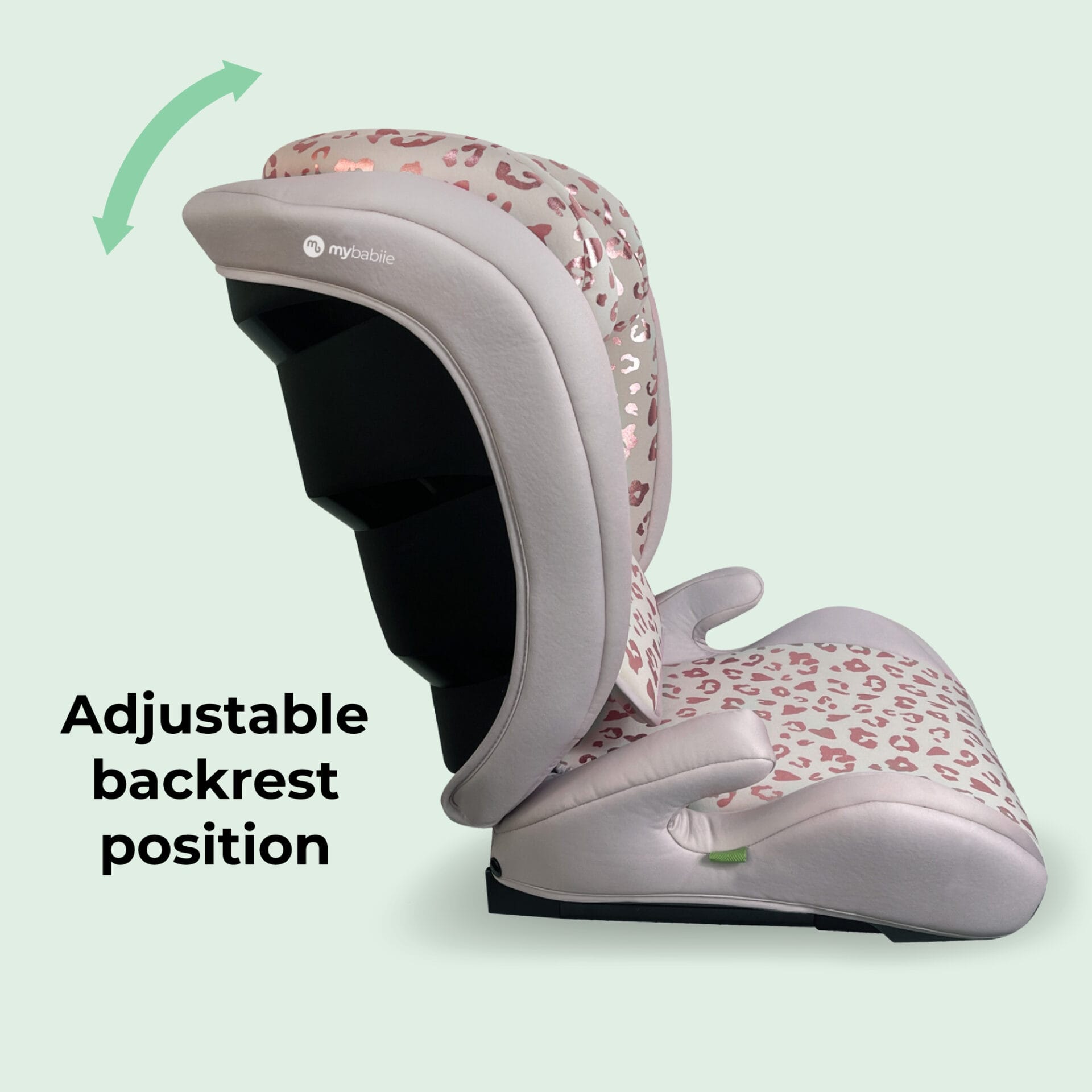My babiie mbcs23 lite i size (100 150cm) high back booster car seat blush leopard (2)